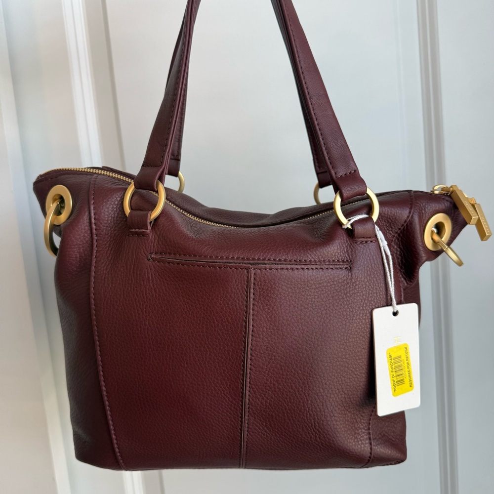 Hammitt Daniel Medium Satchel Cherrywood Leather Brushed Gold - Picture 6 of 8